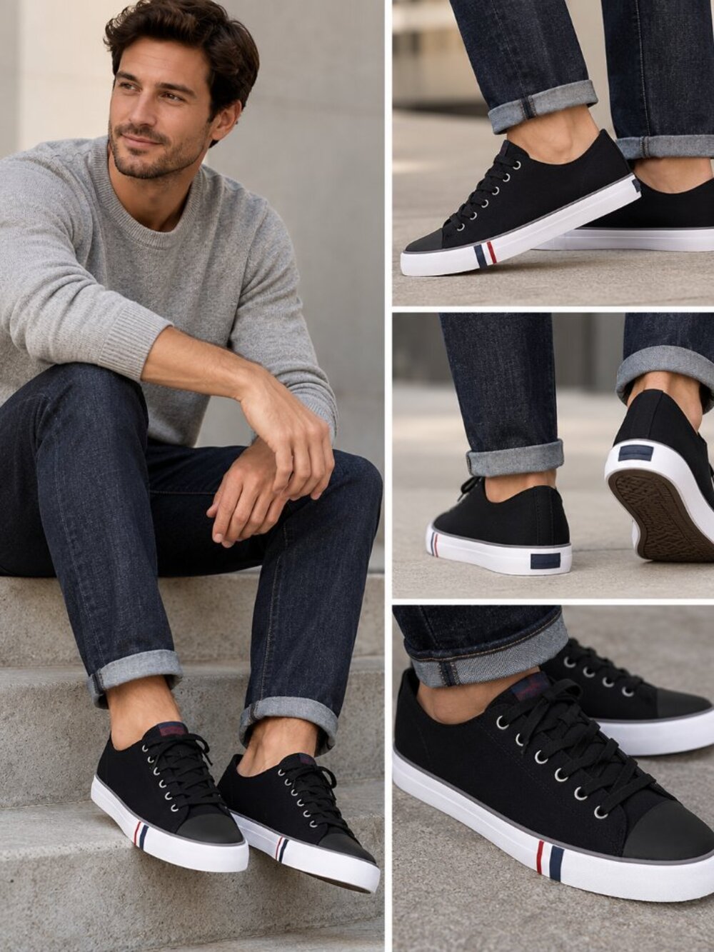 Ben Sherman Dorset Lo Men’s Casual Sneakers Black Lace Up Shoes 12 NIB Canvas
